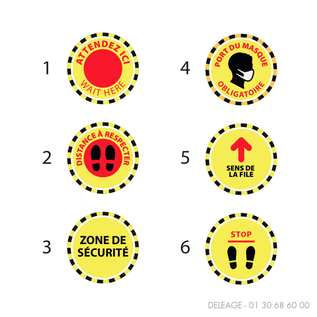 Stickers sol rond port du masque Coronavirus
